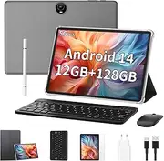 [COLORROOM] Tablet 11 Inch Android 14 12GB RAM + 128GB ROM (1TB TF) 8000mAh, 8MP + 5MP, Octa-core Tablet with Keyboard/ 2.4G+5G WLAN GMS/WidevineL1/ 3.5mm Audio/GPS/Facial Recognition - Grey