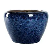 Ceramic Flowerpot Large Circular Opening Planter Pot Colored Glaze Finish Flower Pot blue