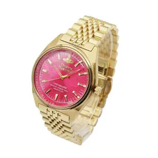 【Vivienne Westwood】香檳金色系 紋理粉色錶盤 不鏽鋼錶帶 女錶 39mm 母親節(VV251RRGD)