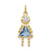 10K Yellow Gold March Girl Birthstone Charm