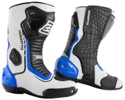 Bogotto Race-X Motorcycle Boots, black-white-blue, Size 45 for Men Black White Blue