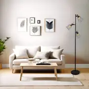 Ashley Cage Floor Lamp 3Lt in Black