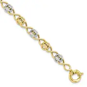 7.5 Inch 10K With White Rhodium Polished Fancy Bracelet