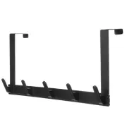 Over the Door Hooks Metal Extended Door Hooks Hanger with 5 Hooks, Black