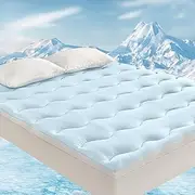 LINENOVA Warm Mattress Topper King Single – 5cm Thick, Coral Fleece Winter Side, Cooling Reverse, 1000GSM Fill, Soft, Breathable & Washable, 45cm Deep Pocket