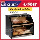 Double Layer Large Bread Box for Kitchen Wooden Large Capacity Bread Storage Bin
