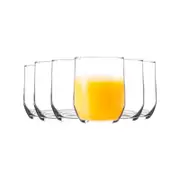 LAV 6 Piece Sude Drinking Glasses Set - Contemporary Glass Tumblers for Whisky, Water, Soft Drinks - 315ml