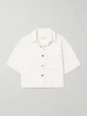 [SLVRLAKE] SLVRLAKE - Cara Cropped Denim Shirt - White - small small White