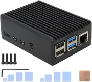 Geekworm for Raspberry Pi 4 Aluminum Case, Heavy Pi4 Heavy-duty Case-Black