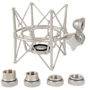 Microphone Shock Mount Adjustable Mount Recording Mic Stand Metal Bracket Pod Microphone stand (champagne gold)