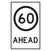 Boxed Edge Sign - 60 km/h Ahead - 900x600mm