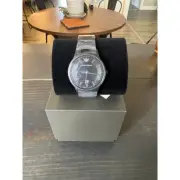Emporio Armani Three-Hand Date Black Stainless Steel Men’s 43mm Watch New! •