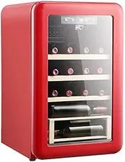 FREEZYMAN 20-Bottle Vintage Wine Cooler, Temperature-Controlled Independent Wine Cellar, Small Household Ice Bar, Refrigerated Refrigerator (Color : Red, Size : 44 * 48 * 68cm)