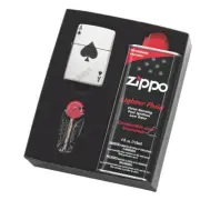 Zippo Refillable Windproof Design Metal Lucky Ace Gift Set with Fluid and Flints