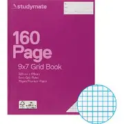 Studymate 9x7" 70gsm 5mm Grid Book NSW 160 Page