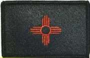 NEW MEXICO Flag Patch W/ VELCRO® Brand Fastener Black & Red. Black Border #01