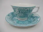 ROYAL CROWN DERBY MIKADO - TURQUOISE - CUP & SAUCER - 2 3/8" 1004E
