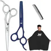 JW Professional Shears R Combo Series - Hair Cutting & Thinning Scissors, Cape & Comb Combo/Shears Stainless Steel (S1-Combo)