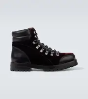 [Manolo Blahnik] Manolo Blahnik Janka leather-trimmed velvet combat boots AU 10 brown