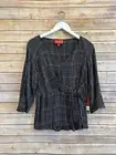 Jennifer Lopez Black Plaid Tie Front Blouse Size XS NWT