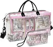 [ZRYSMY] Streetscape Table Chair Duffel Bag for Traveling, Travel Bag Gym Bag, with Multiple Interior Pockets Shoulder Weekender Bag for Women Men with Toiletry Bag 20.5L x 1.9W x 13.8H, Multi-Colored
