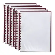 6PK Marbig 20-Pocket A4 Refillable Document Display Book - Clear Front/Maroon