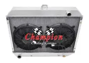 AL 2 Row Radiator 26",12" Fans for 1970-1973 Plymouth Barracuda Big Block #EC375