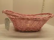 Celebrate It Pink Wicker Easter Basket W/Clear Plastic Bag Filling Tag Tie NWT