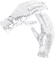 [PURFUN] Adults Sparkling Sequin Dance Gloves Costume Halloween Glitter Short Gloves