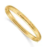 14K Solid Yellow Gold Hammered 5mm Bangle Bracelet