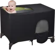 Crib Tent Cover Stretchy Blackout Tent for Pack N Play, Breathable Baby Netti...