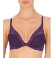 Women's Feathers Lace Contour Underwire Plunge Bra 730023 - Allium-32D