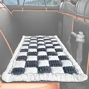 XFEXM Dog Bed Mat for Car Backseat Extender, Non-Slip Plaid Pet Bed Mat for Car Back Seat Protector Cover, Furry Dog Couch Cover, Flannel Travel Dogs Mat for Cars, SUVs, Sedans. (51" x 24") (Grey, M)