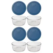 Pyrex 7201 4-Cup Glass Food Storage Bowl & 7201-PC Blue Spruce Lid (4-Pack)