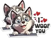 (2 Packs) I Woof You Husky Dog Magnets - Husky Dog Breed Magnets - 5 Inches On Longest Side - Premium Magnet - for Fridges, Toolboxes, Cars - Made in USA - MAG2532