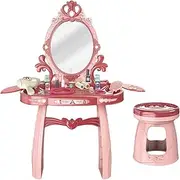 Vaveren Kids Vanity Set, Pretend Play Makeup Table Set Rich Accessories, Montessori Role Play Girls Playset Makeup Kits for Party