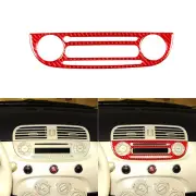 Red Carbon Fiber Center Console Radio CD Player Panel Cover For Fiat 500 2012-15 (for: Fiat)