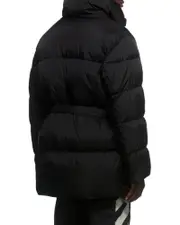 Off-White Logo Printed Belted Puffer Jacket S,M Black