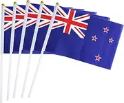 Kind Girl 25 Pack Hand Held Small Mini Flag New Zealand Flag New Zealander Flag Stick Flag Round Top National Country Flags,Party Decorations Supplies for Parades,World Cup,Festival Events,Festival