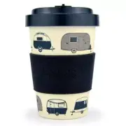 Bamboo Travel Mug 400ml - Silver RV Caravan Camp Coffee Takeaway Cup