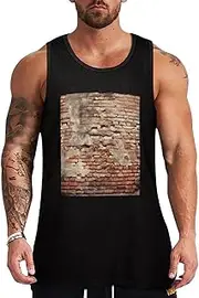 [NQHJT] Men Tank Tops Ancient Worn Brick Wall Sleeveless T Shirts for Men's Fitness Quick Dry Gym Tank Top for Men