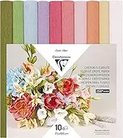 Clairefontaine - Ref 995000C - Florist Crepe Paper (Pack of 10) - 25cm Width x 100cm Length, Heavyweight, Malleable, High Elasticity - Assorted Pastel Colours