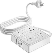 Power Board with USB C, Power Strip with 4 AC Outlets and 3 USB(2 USB C), Surge Protection Power Strip with 1.5M Extension Power Cord for Travel, Office, Dorm Room Essentials