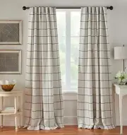JCP BRIGHTON ROD POCKET BACK TAB BLACK CURTAIN PANEL 52"X 95" IVORY GRAY NEW