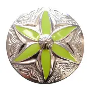 HILASON Set of 16 Screw Back Concho Round Floral Green Inlay Bling Saddle Green