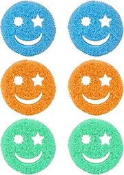 Sponges Washing Up, Kitchen Sponge, 6 Pcs 3 Colors Smiley Face Washing Up Sponge, 3.93 * 3.93 * 1.57INCH Color Sponge Effortless Cleaning Eco Scrub Pads for Dishes,Pots,Pans All at Once