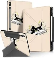 [Miss Adola] for Samsung Galaxy Tab S9 FE 5G 10.9"/S9 11" 2023 Case with Pen Holder for Boys Girls Women Cute Cartoon Anime Funny Protector Stand Tablet Cover for Samsung Tablet S9/S9 FE, Book Cat