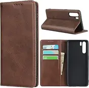 [Cavor] for Oppo A91 Case,Cowhide Pattern Leather Case Magnetic Wallet Cover with Card Slots(6.4") -Dark Brown