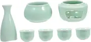 MAGICLULU Japanese Style Wine Warmer Set Ceramic Cups Kettle Storage for Celebrations Home Decor 1 Set