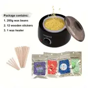 [EU Plug] 200Ml Black Wax Melting Machine + 200G Wax Beans Set, Wax Heating, Wax